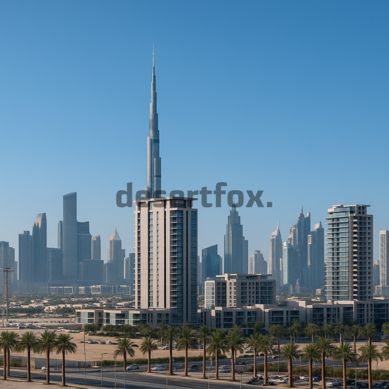 Downtown Dubai skyline view from MAG Eye community