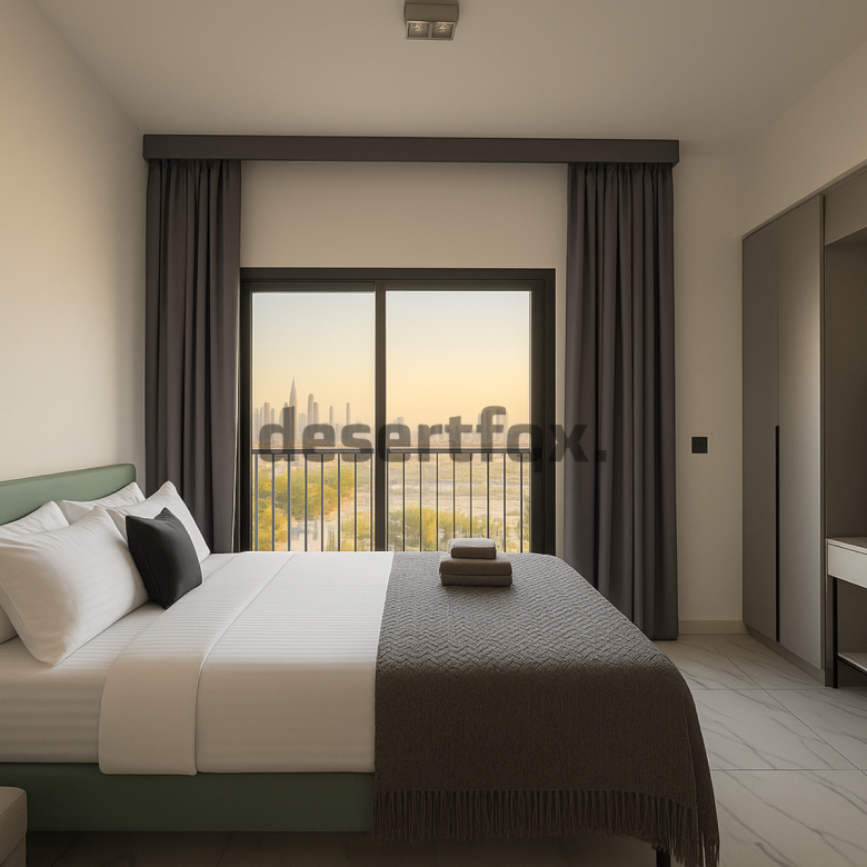 Cozy fully furnished studio on Meydan MAG910 building with Downtown Dubai skyline