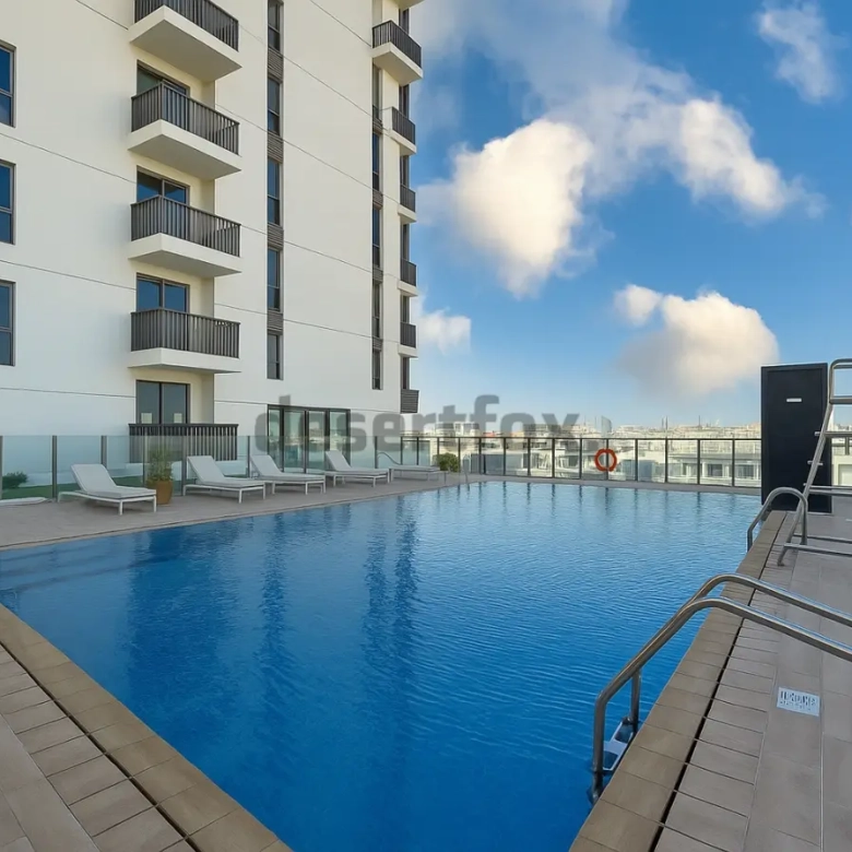 Swimming Pool view in Furjan Azizi for Rent Fully Furnished