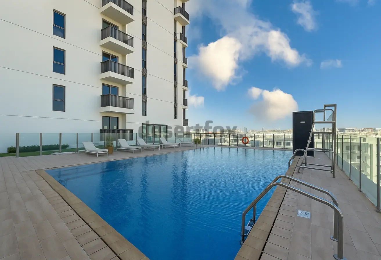 Swimming Pool view in Furjan Azizi for Rent Fully Furnished