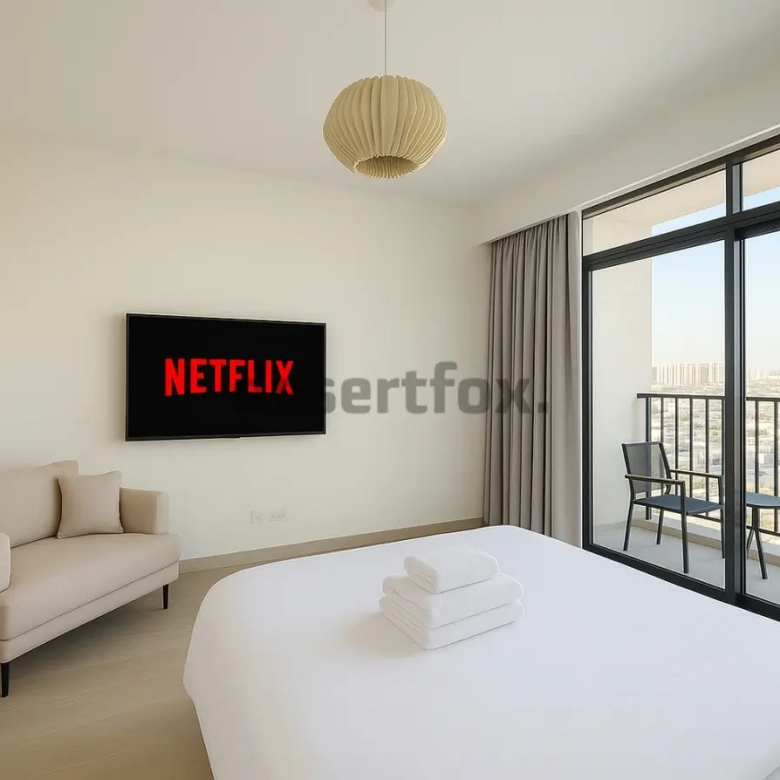 Swimming Pool view in Furjan Azizi for Rent Fully Furnished