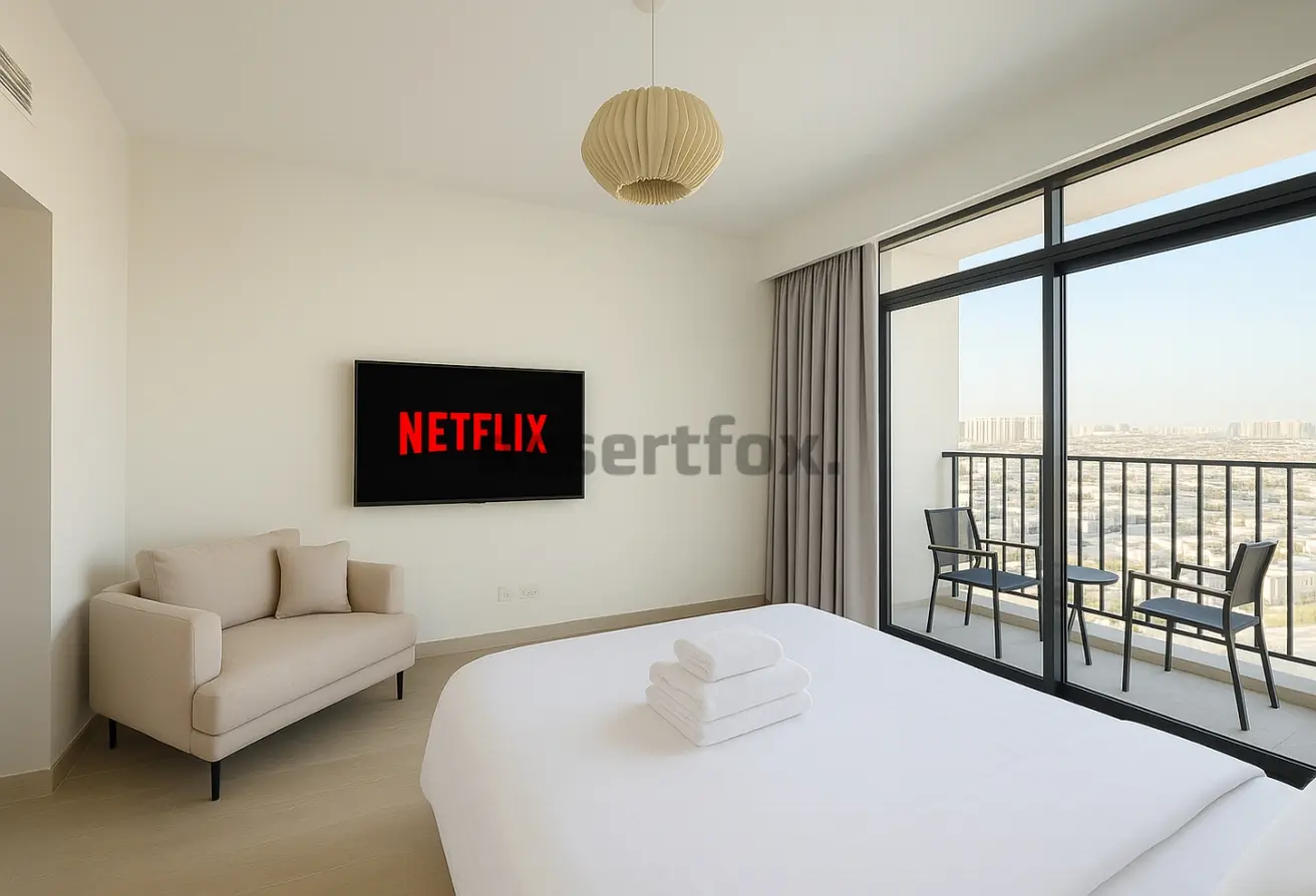 Swimming Pool view in Furjan Azizi for Rent Fully Furnished