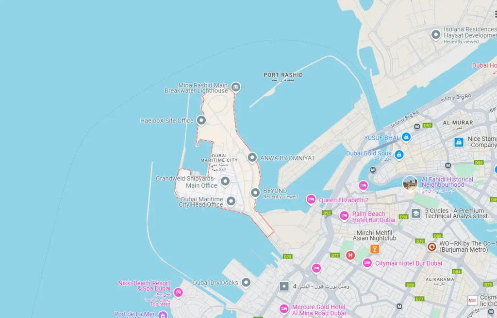 Dubai Maritime City on the Map