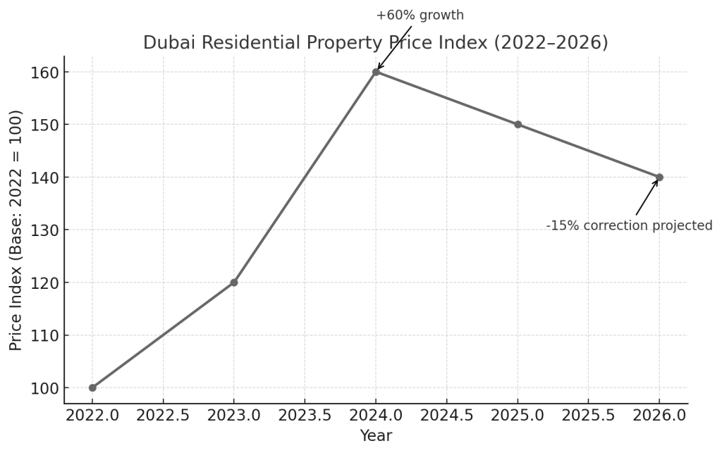 graph showing Dubai’s Residential Property Price Index (2022–2026)